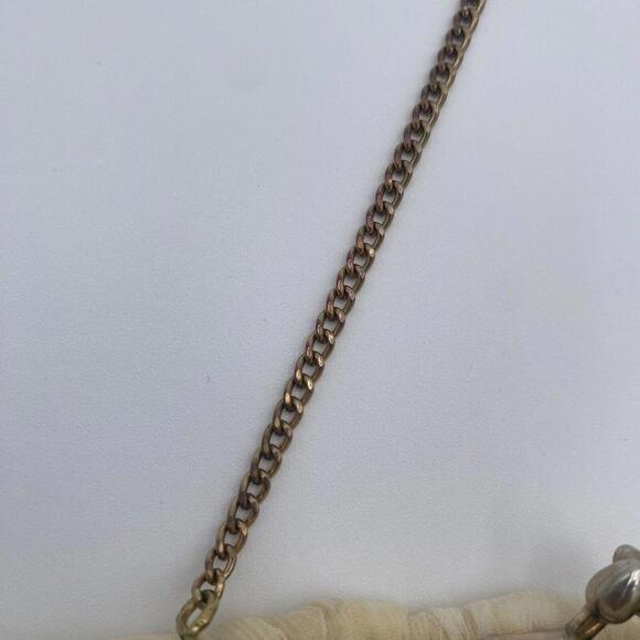 Vintage Cream Chiffon Fabric USA Clutch Evening Bag Gold Hardware Purse - Picture 5 of 12